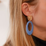 Clous d'oreilles spirale 16 mm - avec anneau ouvert - Doré à l'or fin x2