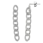 Boucles d'oreilles pendantes avec maille gourmette 46x6 mm - Rhodié x2|raw }}