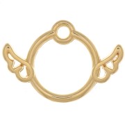 Breloque cercle évidé avec des ailes 13x19 mm - Doré à l'or fin x1