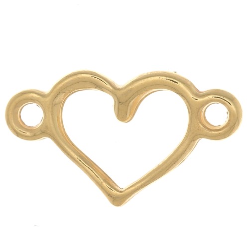 Intercalaire coeur 2 anneaux 8x14.5 mm - Doré à l'or fin x1