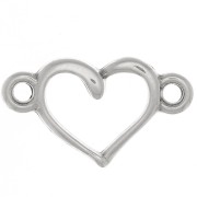 Intercalaire coeur 2 anneaux 8x14.5 mm - Placage argent fin vieilli x1