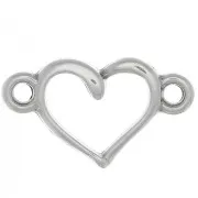 Intercalaire coeur 2 anneaux 8x14.5 mm - Placage argent fin vieilli x1