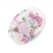 Olive céramique 18x13 mm Rose/Blanc x1