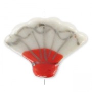 Eventail en céramique 19x14 mm Beige/Rouge x1|raw }}