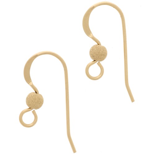 Crochets d'oreilles boule diamantée 13 mm - Gold filled (or laminé)  x2