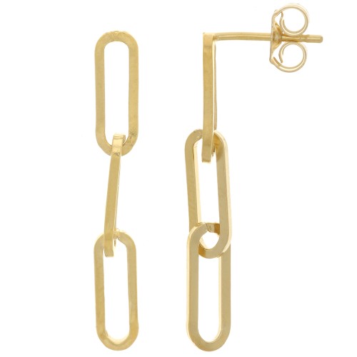 Boucles d'oreilles chaîne maille rectangle 30x4 mm - Gold filled (or laminé) x2