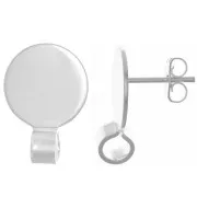 Clous d'oreilles disque 12 mm avec attache ouverte - Argenté x2