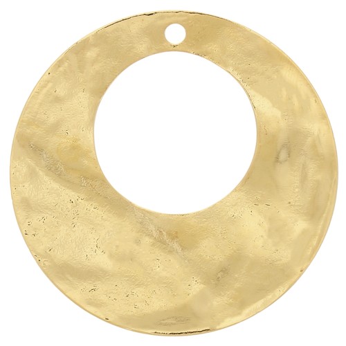Pendentif créole rond ajouré martelé 40 mm - Doré à l'or fin x1