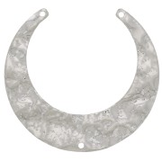 Intercalaire pour collier demi-lune martelé 33x35 mm - Rhodié x1