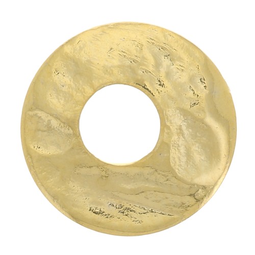 Intercalaire disque évidé martelé 10 mm - Doré à l'or fin x1