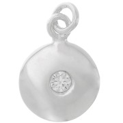Breloque ronde 10 mm avec oxyde de zirconium - Argent 925 - Crystal x1|raw }}