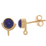Clous d'oreilles 10x8mm - pierre gemme - Argent 925 Doré à l'or fin - Lapis lazuli