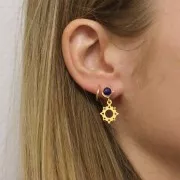 Clous d'oreilles 10x8mm - pierre gemme - Argent 925 Doré à l'or fin - Lapis lazuli
