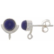 Clous d'oreilles 10x8mm avec pierre gemme - Argent 925 - Lapis lazuli x1