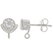 Clous d'oreilles 10x8 mm avec oxydes de zirconium - Argent 925 - Crystal x2