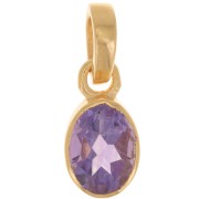 Pendentif ovale facetté 12x7 mm - Argent 925 Doré à l'or fin - Amethyste x1|raw }}