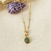 Pendentif ovale facetté 12x7 mm - Argent 925 Doré à l'or fin - Turquoise Africaine