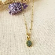 Pendentif ovale facetté 12x7 mm - Argent 925 Doré à l'or fin - Turquoise Africaine