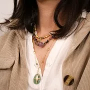 Pendentif ovale facetté 12x7 mm - Argent 925 Doré à l'or fin - Turquoise Africaine