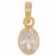 Pendentif ovale facetté 12x7 mm avec oxyde de Zirconium - Argent 925 Doré à l'or fin - Crystal