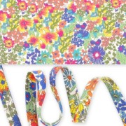 Biais en tissu Liberty - Margaret Annie - Rouge/Bleu foncé/Vert feuille x1m