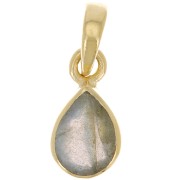 Pendentif goutte facetté 12x7 mm - Argent 925 Doré à l'or fin - Labradorite x1