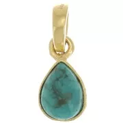 Pendentif goutte facetté 12x7mm - Argent 925 Doré à l'or fin - imitation Turquoise