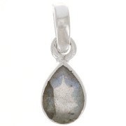 Pendentif goutte facetté 12x7 mm en pierre gemme - Argent 925 - Labradorite x1