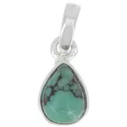 Pendentif goutte facetté 12x7mm en imitation pierre gemme - Argent 925 - Turquoise