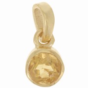 Pendentif rond facetté 7 mm pierre gemme - Argent 925 Doré à l'or fin - Citrine x1|raw }}