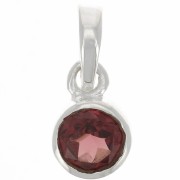 Pendentif rond facetté 7 mm en pierre gemme - Argent 925 - Grenat x1|raw }}
