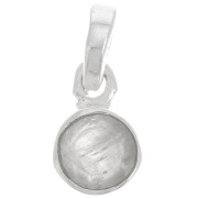 Pendentif rond facetté 7 mm en pierre gemme - Argent 925 - Pierre de lune x1