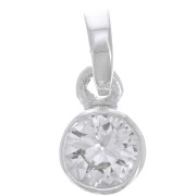 Pendentif rond facetté 7 mm avec oxyde de Zirconium - Argent 925 - Crystal x1