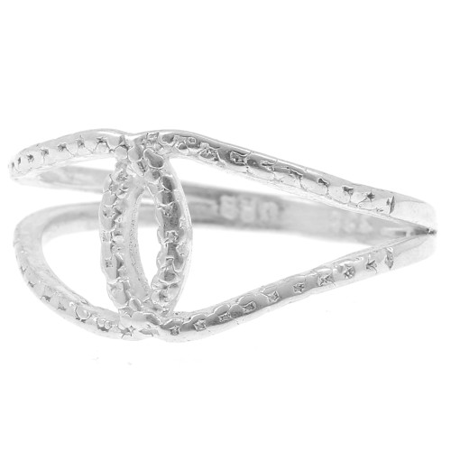 Bague croisée martelée - Taille 54 - Argent 925 x1