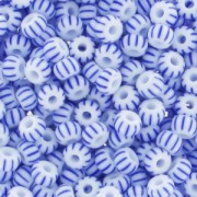 Preciosa Perles rocailles rayées 9/0 2.5 mm - Blanc - Bleu x20g