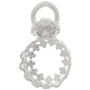 Pendentif serti rond pivotant - décor couronne - pour perle 8 mm - Argent 925 x1|raw }}