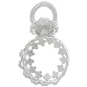 Pendentif serti rond pivotant - décor couronne - pour perle 8 mm - Argent 925 x1