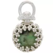 Pendentif serti rond pivotant - décor couronne - pour perle 8 mm - Argent 925 x1