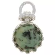 Pendentif serti rond pivotant - décor couronne - pour perle 8 mm - Argent 925 x1