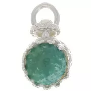 Pendentif serti rond pivotant - décor couronne - pour perle 8 mm - Argent 925 x1