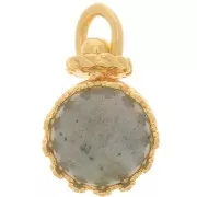 Pendentif serti rond pivotant décor couronne pour perle 8 mm - Plaqué Or 3 microns