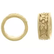 Perle rondelle travaillée 7x3 mm - Plaqué Or 3 microns x1