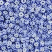 Preciosa Perles rocailles rayées 11/0 - 2 mm - Blanc - Bleu x10g