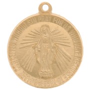 Pendentif rond travaillé 15 mm - motif Vierge - Gold filled (or laminé)  x1