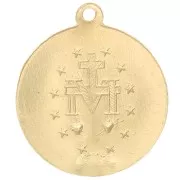 Pendentif rond travaillé 15 mm - motif Vierge - Gold filled (or laminé)  x1