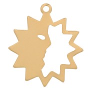 Pendentif soleil évidé avec demi visage 14 mm - Gold filled (or laminé)  x1