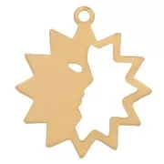 Pendentif soleil évidé avec demi visage 14 mm - Gold filled (or laminé)  x1