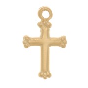 Breloque croix travaillée 14x8 mm - Gold filled (or laminé) x1