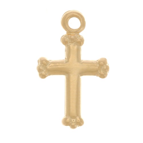 Breloque croix travaillée 14x8 mm - Gold filled (or laminé) x1