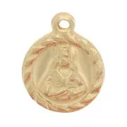 Breloque ronde 9 mm - motif religieux - Gold filled (or laminé) x1